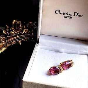 CHRISTIAN Dior Vintage clip on Ametrine color earrings